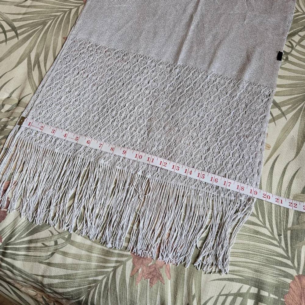 3/$25 Silver Sparkle Scarf Fringe Loose Knit